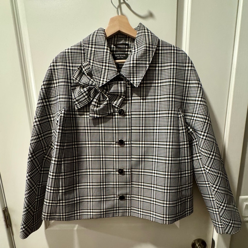 Kate Spade Black and White Plaid Blazer